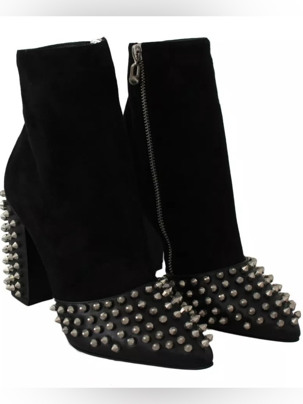 Philipp Plein Studded Block Heel Ankle Boots - Black